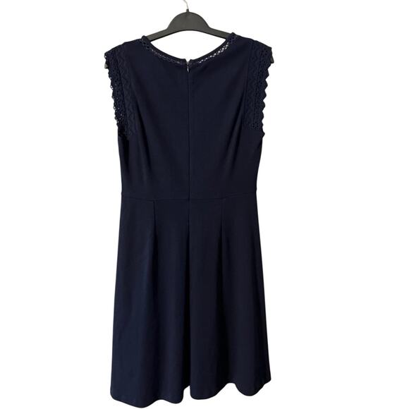 Talbots Dress Women’s Medium Navy Blue PM Cotton NEW Office Work Church Flowy - Picture 3 of 6